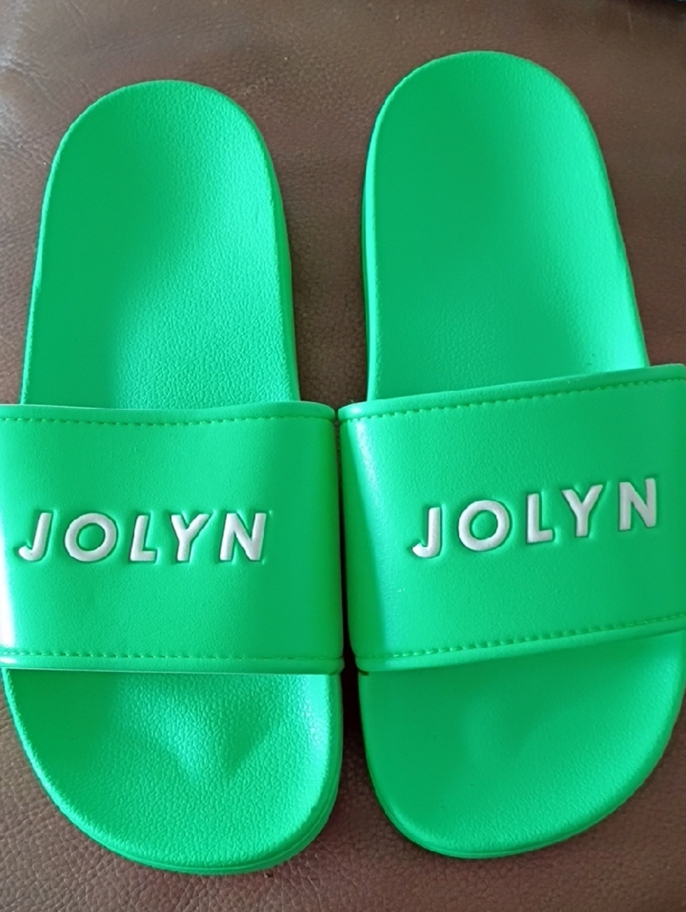 JOLYN Green Slide Sandals